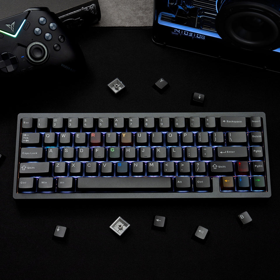 Black translucent keycaps, backlit