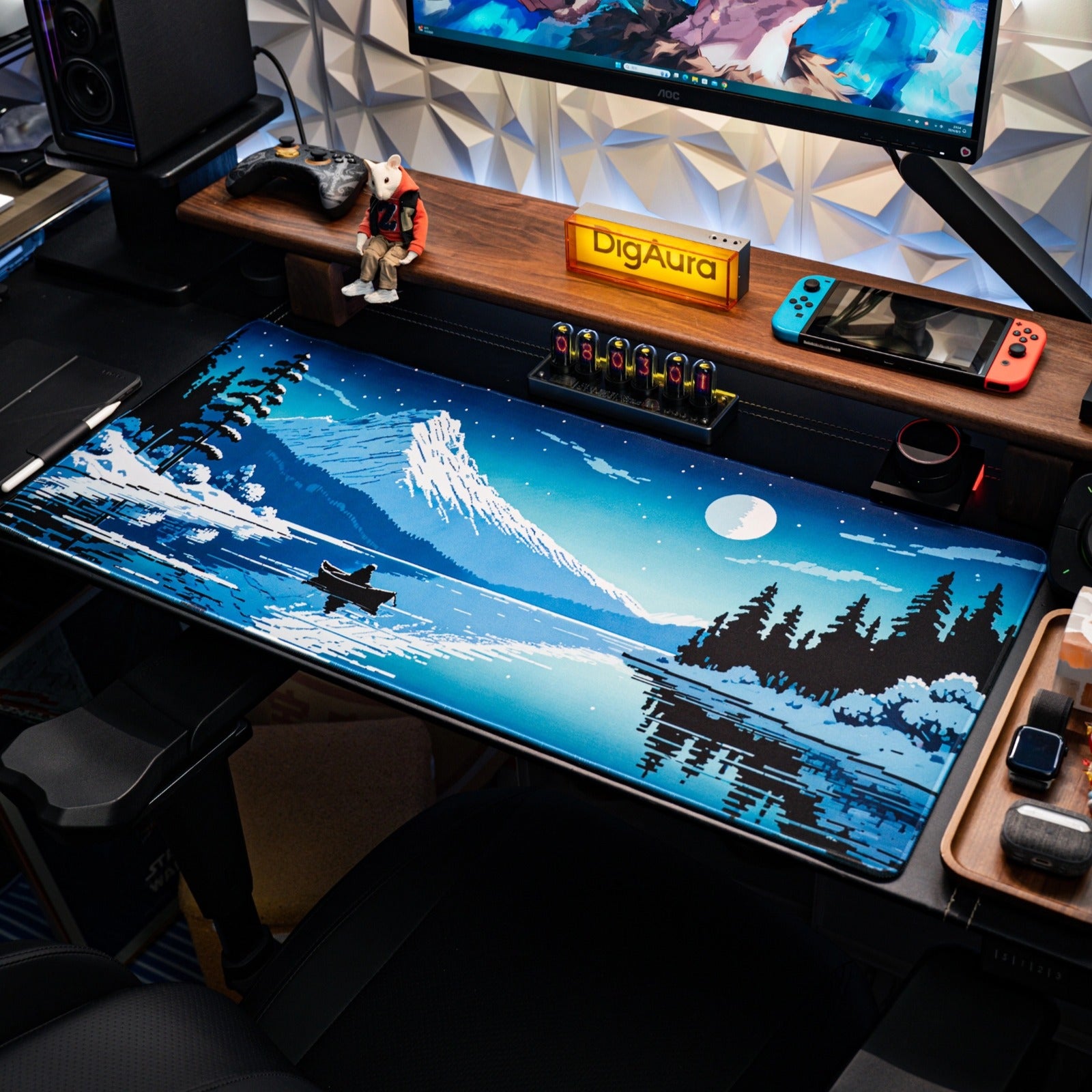 Moon and Lake Desk Mat(Blue) – DigAura