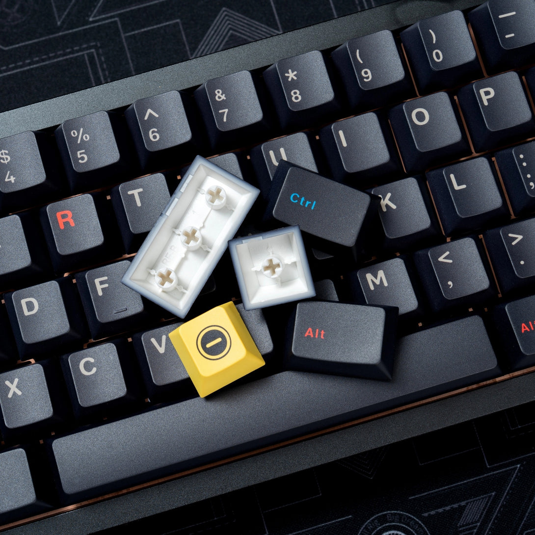 DigAura Dark Lights R2 Keycaps-61% Layout, 64% Layout, 68% Layout, 75% Layout, 98% Layout, 100% Layout, 104% Layout, ANSI, TKL, PBT, 1.75mm Thickness, Standard Cherry profile, 136keys, Five-sided Dye-subbed-Black, Detail