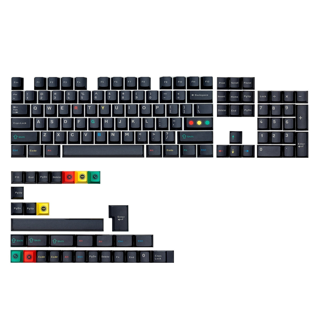 DigAura Dark Lights R2 Keycaps-61% Layout, 64% Layout, 68% Layout, 75% Layout, 98% Layout, 100% Layout, 104% Layout, ANSI, TKL, PBT, 1.75mm Thickness, Standard Cherry profile, 136keys,  Five-sided Dye-subbed-Black