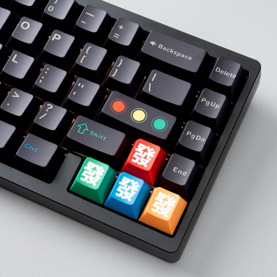 DigAura FA CAI Keycaps-PBT, 1.75mm Thickness, Standard Cherry profile, 4keys, Five-sided Dye-subbed，Detail