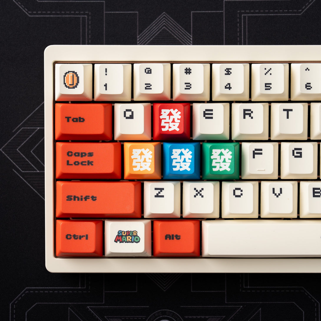 DigAura FA CAI Keycaps-PBT, 1.75mm Thickness, Standard Cherry profile, 4keys, Five-sided Dye-subbed，Front