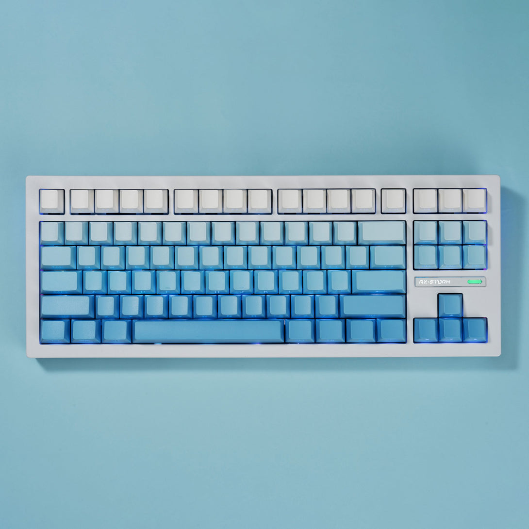 DigAura Gradient Series Keycaps -87% Layout, 61% Layout, 64% Layout, 68% Layout, 75% Layout, 84% Layout, 99% Layout, TKL, PBT, PC, Side-printed Legends, Standard Cherry profile, Side-printed, Double shot-Gradient Blue, Front