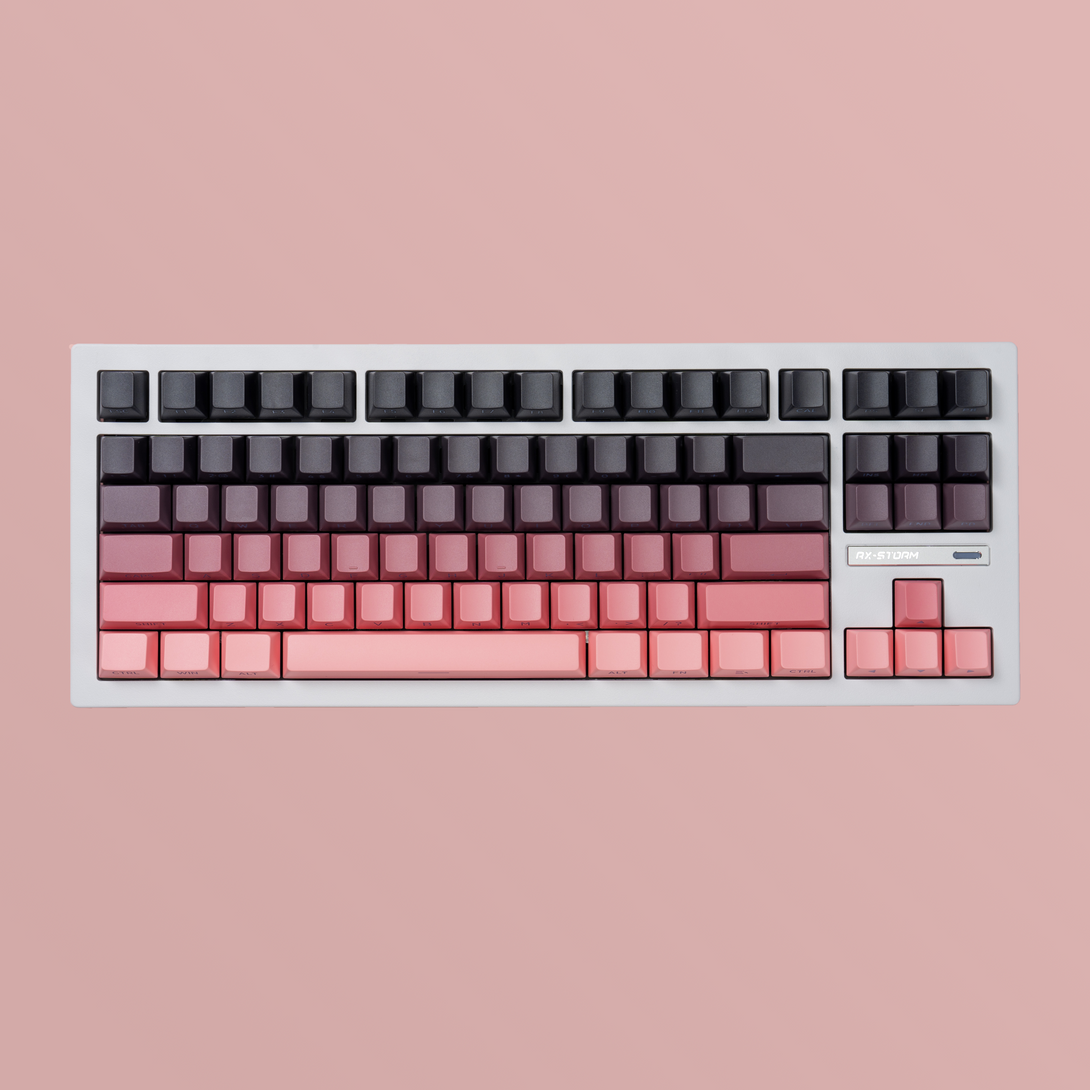 DigAura Gradient Series Keycaps -87% Layout, 61% Layout, 64% Layout, 68% Layout, 75% Layout, 84% Layout, 99% Layout, TKL, PBT, PC, Side-printed Legends, Standard Cherry profile, Side-printed, Double shot-Gradient Pink, Front