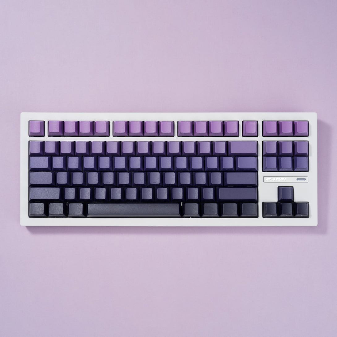 DigAura Gradient Series Keycaps -87% Layout, 61% Layout, 64% Layout, 68% Layout, 75% Layout, 84% Layout, 99% Layout, TKL, PBT, PC, Side-printed Legends, Standard Cherry profile, Side-printed, Double shot-Gradient Purple, Front