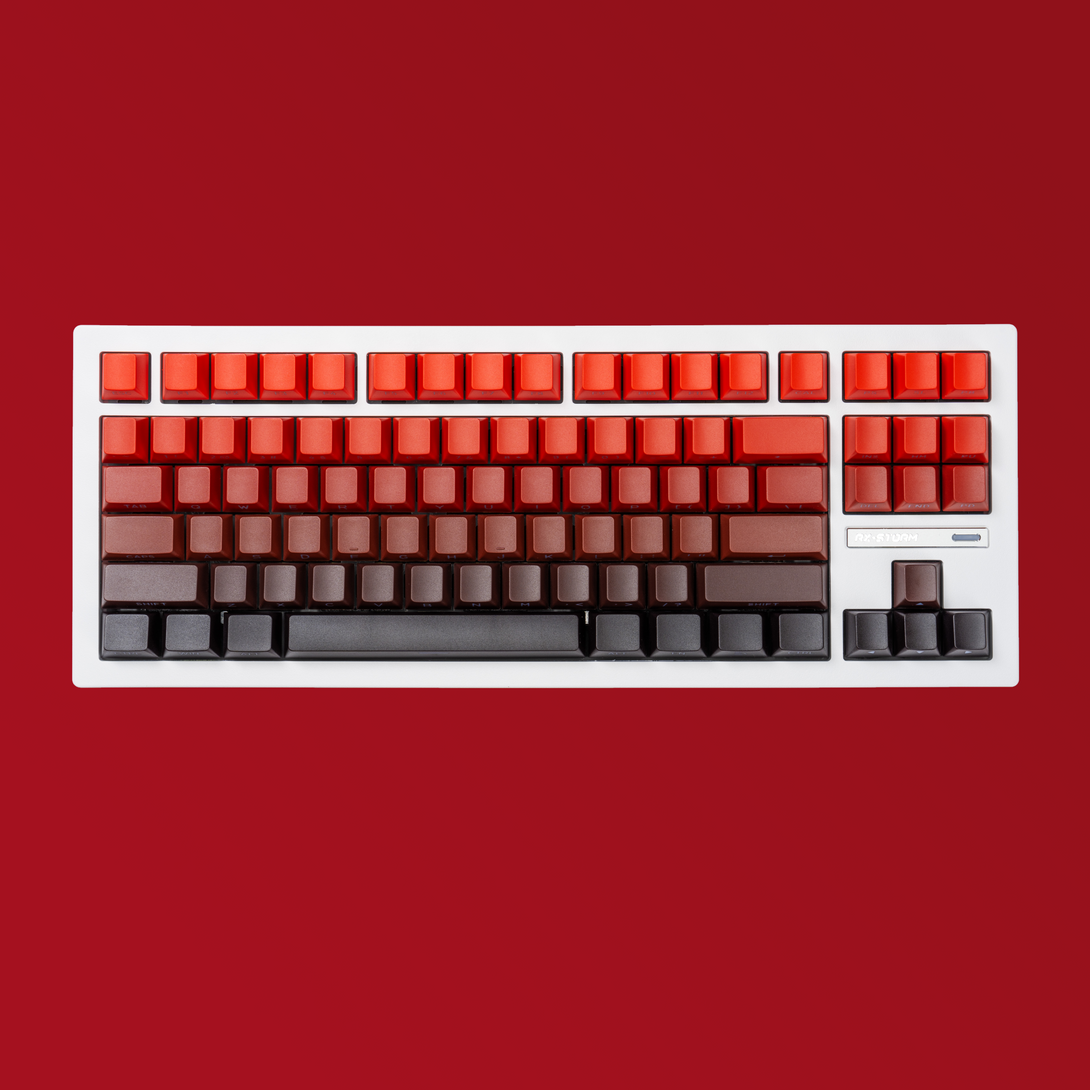 DigAura Gradient Series Keycaps -87% Layout, 61% Layout, 64% Layout, 68% Layout, 75% Layout, 84% Layout, 99% Layout, TKL, PBT, PC, Side-printed Legends, Standard Cherry profile, Side-printed, Double shot-Gradient Red, Front