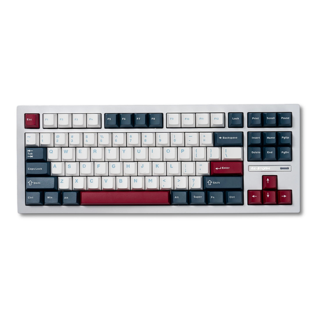 DigAura RX870 Mechanical Keyboard - TTC Yunhai Switches, 87% Layout, Blue Fire Keycaps, Hot-swappable - Gray, Blue & Red