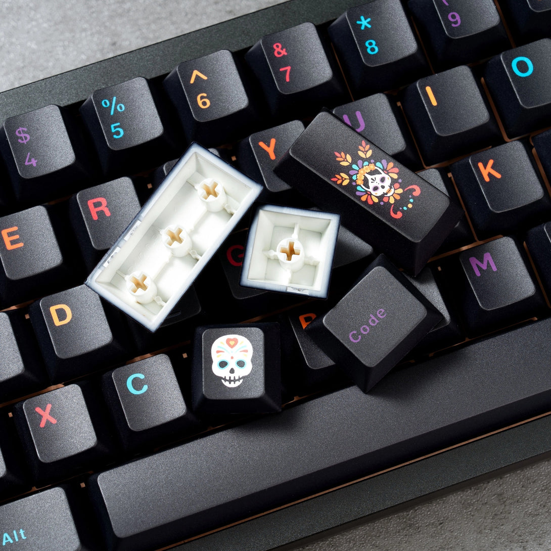 DigAura Underground World Keycaps-61% Layout, 64% Layout, 68% Layout, 75% Layout, 98% Layout, 100% Layout, 104% Layout, ANSI, TKL, PBT, 1.75mm Thickness, Standard Cherry profile, 136keys, Five-sided Dye-subbed-Black, Detail