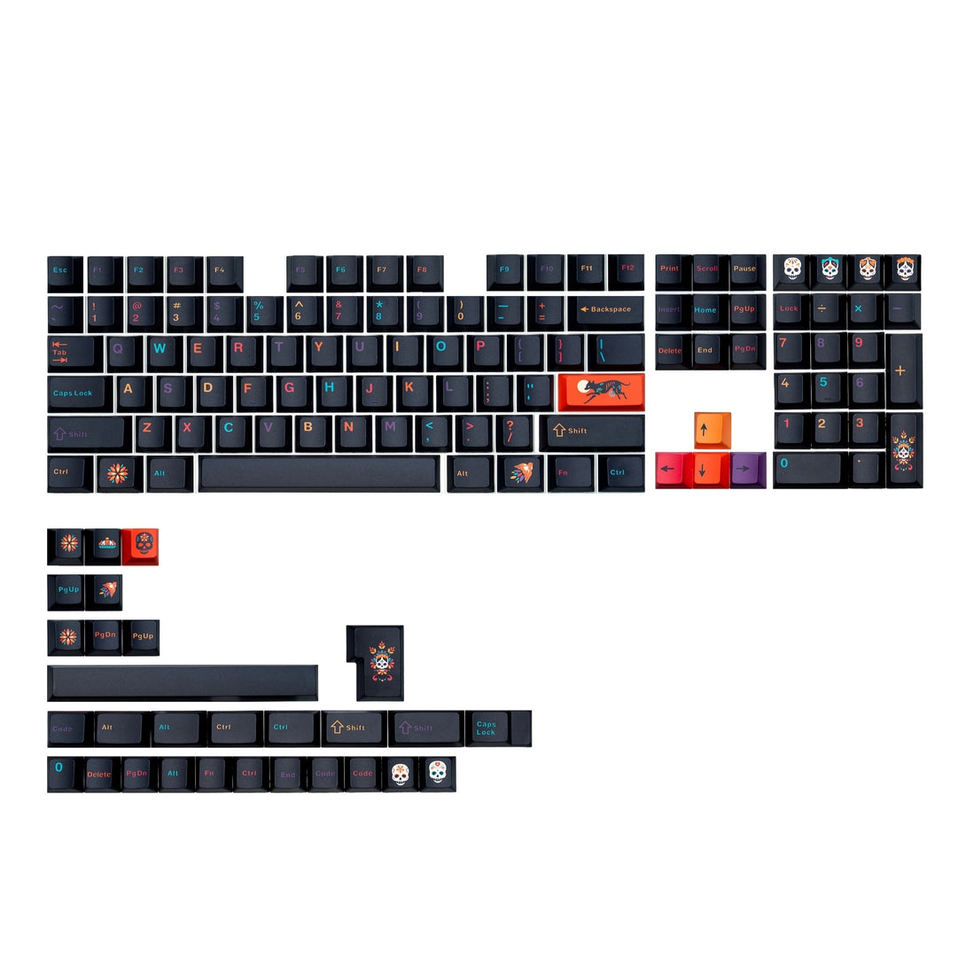 DigAura Underground World Keycaps-61% Layout, 64% Layout, 68% Layout, 75% Layout, 98% Layout, 100% Layout, 104% Layout, ANSI, TKL, PBT, 1.75mm Thickness, Standard Cherry profile, 136keys, Five-sided Dye-subbed-Black